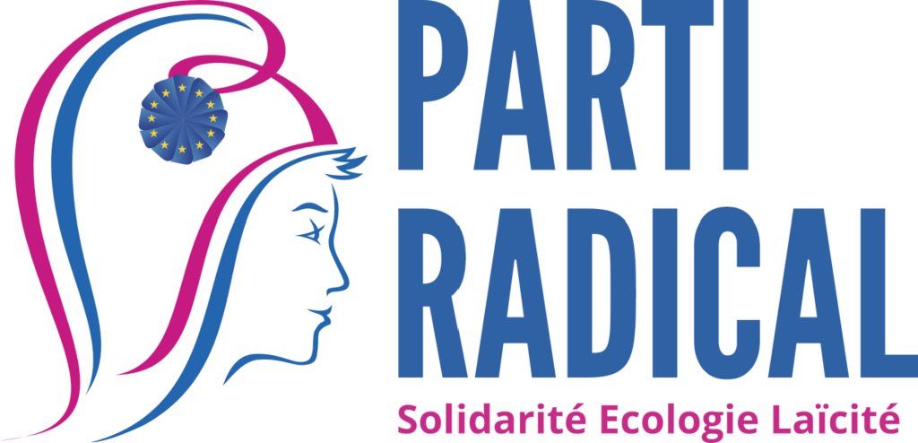 portrait stylisé de Marianne, de profil, faisant face au slogan : Solidarité, Écologie, Laïcité